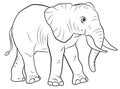 In the animal world. Image of an elephant. Black and white drawing, coloring. Royalty Free Stock Photo